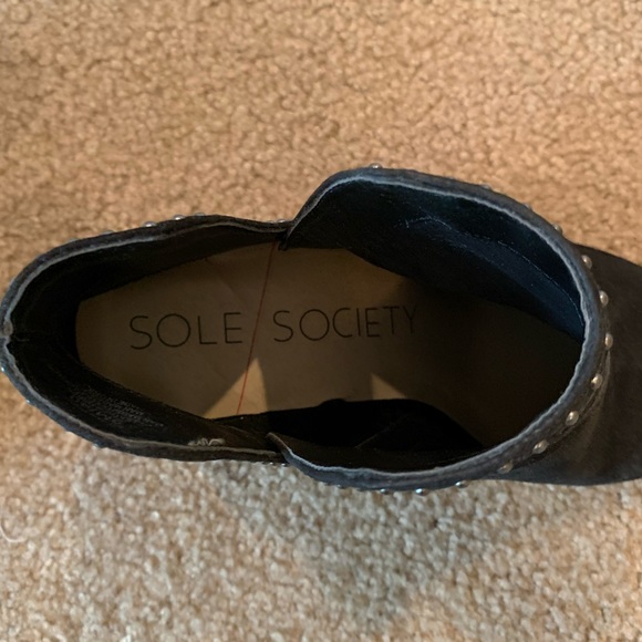 Sole Society Black Studded Faux Suede Booties - Picture 6 of 12